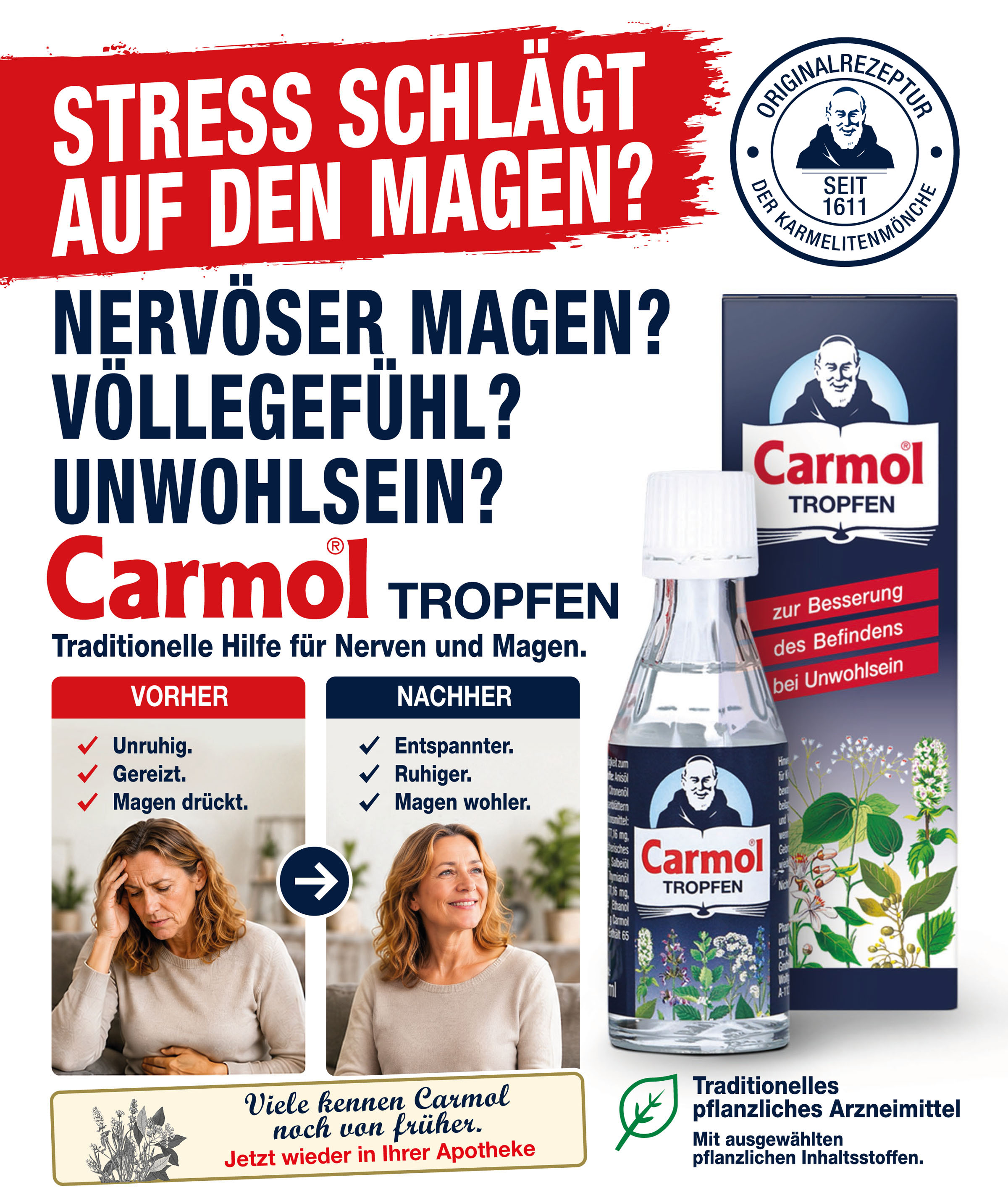 Carmol, Tropfen, Äußerlich, Carmol Tropfen, Homöopathie,              Schuck GmbH, Carmol Tropfen, Carmol Pastillen, Apotheke, Heilpflanzen, Schulter und Nackengel, Muskelcreme, Heilpraktiker